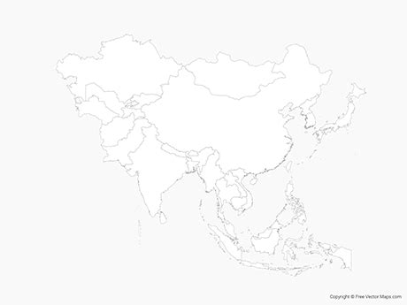 Asia Outline Map With Each Country Isolated Vector Im - vrogue.co