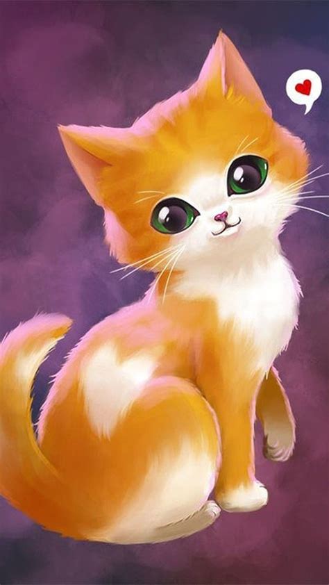 Cute Cartoon Cat, painting, cat, animal, HD phone wallpaper | Peakpx