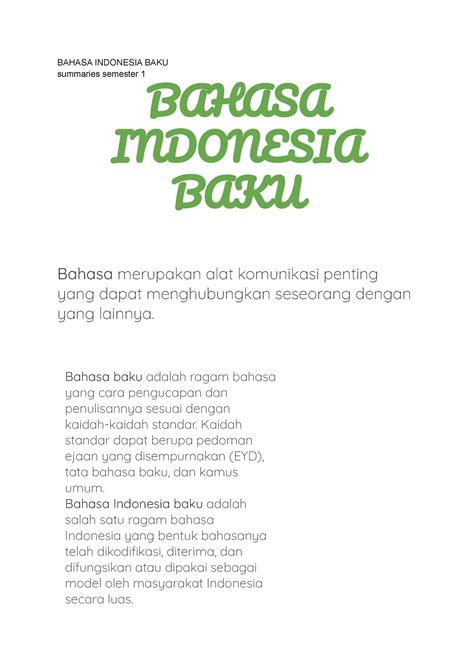 Bahasa Indonesia BAKU Bahasa Indonesia - BAHASA INDONESIA BAKU ...