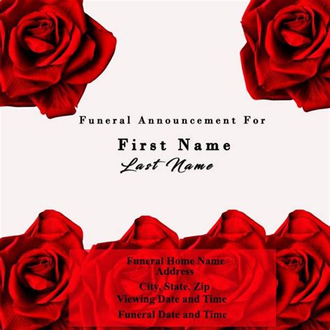 Editable Funeral Announcement Template for Photoshop - Etsy