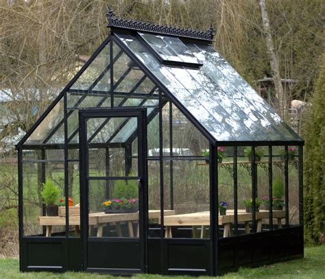 Acadian Greenhouse with Cathedral Roof, Black Frame, and Aluminum Knee Wall Diy Greenhouse Plans ...