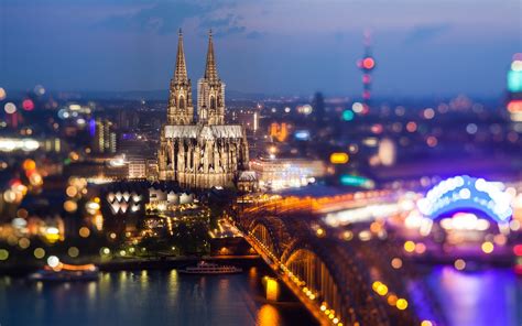 Cologne, Germany, Cologne Cathedral, Rhein river, bridge, city night lights wallpaper | travel ...