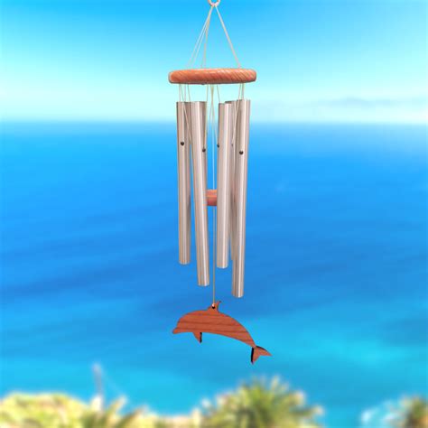 Amazing Grace 25 Inch Silver Wind Chime - Engravable Dolphin Sail
