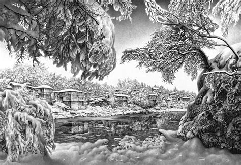 Incredible Pencil Sketches of Winter Scenes (16 pieces)