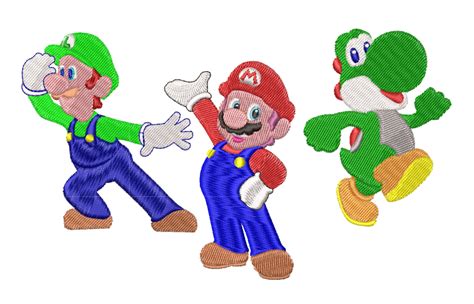 Embroidery Pattern Mario Luigi Yoshi Group - A.G.E Store patterns