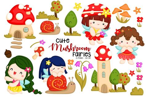 Mushroom Fairy Clipart - Cute Fairies Mushroom (2111359)