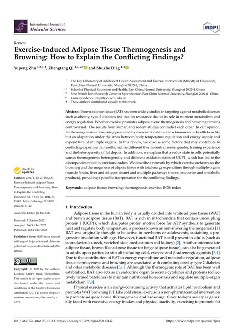 (PDF) Exercise-Induced Adipose Tissue Thermogenesis and Browning: How to Explain the Conflicting ...