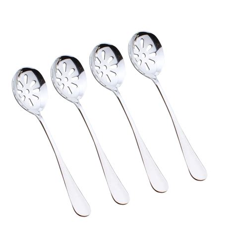 Slotted Serving Spoon Metal Spoons 4 Pcs with Holes Tableware Mini Colander for Banquet ...