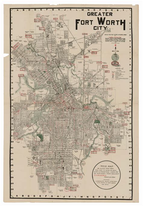 Greater Fort Worth City, 1919. This pocket map of Fort Worth… | by Texas General Land Office ...