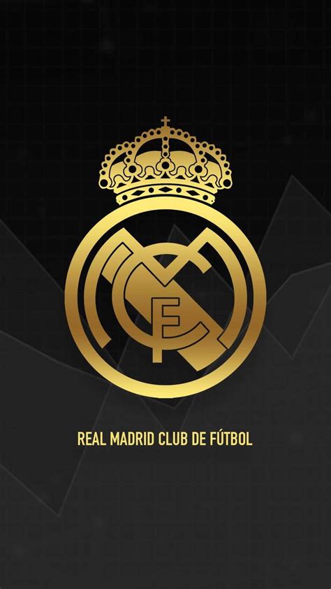 the real madrid club logo is shown on a black background with gold ...