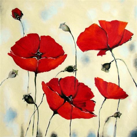 Items similar to Oil - Acrylic painting Red poppies Flower Impasto Painting - mixed media - Huge ...