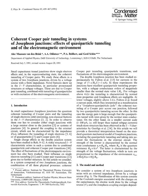 (PDF) Coherent Cooper pair tunneling in systems of Josephson junctions: Effects of quasiparticle ...