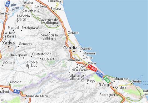 Map of Gandia - Michelin Gandia map - ViaMichelin