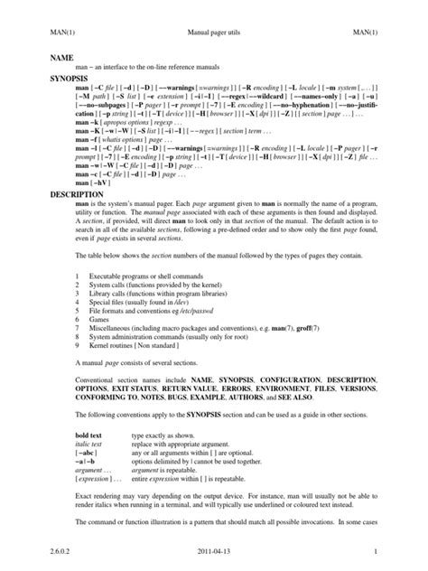 Man Manual | PDF | Parameter (Computer Programming) | Command Line Interface