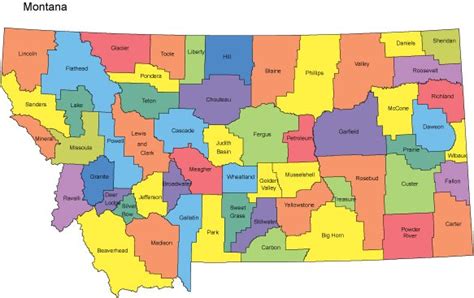 Montana PowerPoint Map - Counties