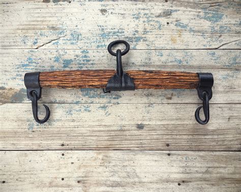 Antique oxen yoke single tree weathered wood forged iron farm tool for ...