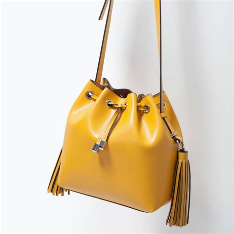 Zara Tassel Bucket Bag in Yellow | Lyst