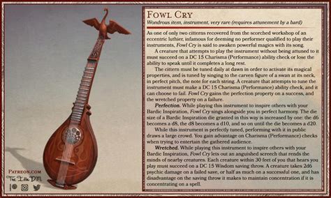 [OC] [Art] Fowl Cry — Magical instrument for either the best or worst bard. : r/DnD