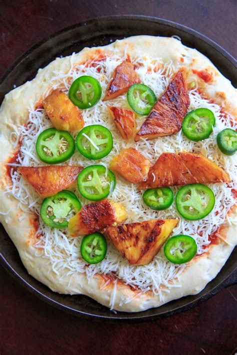 Grilled pineapple and jalapeno pizza, before baking. | Easy cooking recipes, Spicy vegetarian ...