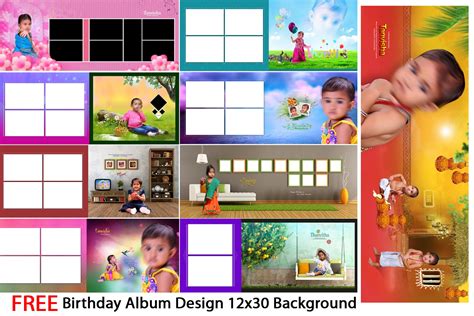 Birthday Album Dm Design 12X36 Psd Background Pack 77