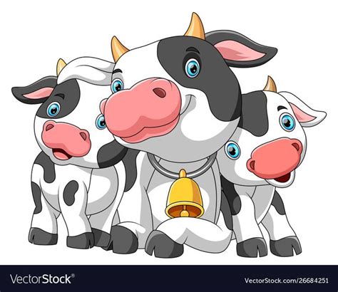 Cute cartoon family cow Royalty Free Vector Image | Cartoon cow, Cute elephant cartoon, Happy ...