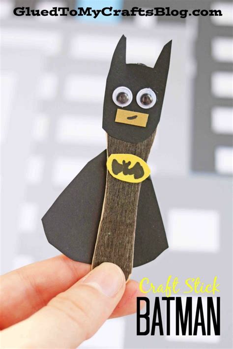 Popsicle Stick Batman Craft #ArtsAndCrafts #KidsCrafts #Crafts #DIY #SuperHeroes #DC Popsicle ...