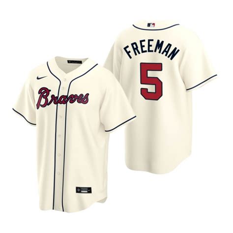 Braves Freddie Freeman Nike Cream Replica Jersey