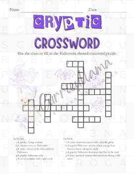 Cryptic Crossword by The Curricullama | TPT