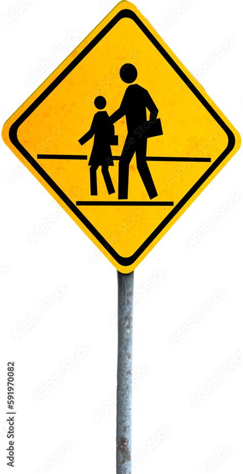 Yellow pedestrian crossing sign Stock Illustration | Adobe Stock