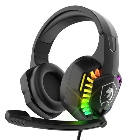 Buy Wired Gaming Headset with Rainbow RGB Backlight Retractable Noise Isolating Microphone ...