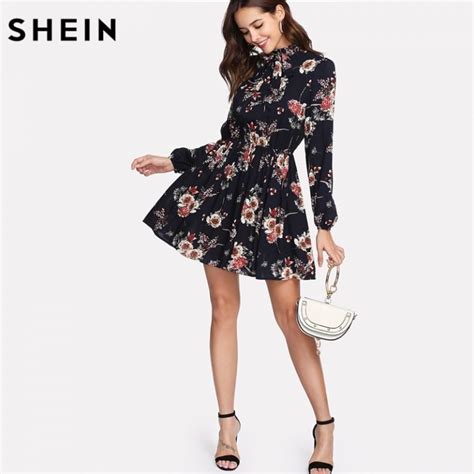 SHEIN Autumn Floral Women's Dresses , Neck Dress - Folk's Go - Online Store for Men's and Women ...