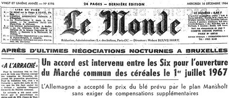 The front page of the French daily newspaper Le Monde (16 December 1964 ...