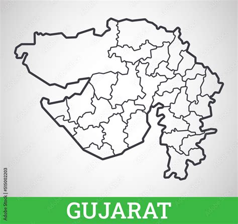 Simple outline map of Gujarat, India. Vector graphic illustration. Stock Vector | Adobe Stock