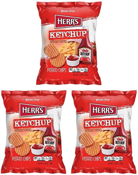 Herr's Potato Chips, Ketchup Flavored, 2.75 Oz/78 Gram. (Pack of 3 ...