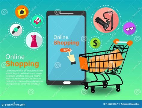 Online Shopping, Convenient and Easy in Your Hand Stock Vector ...