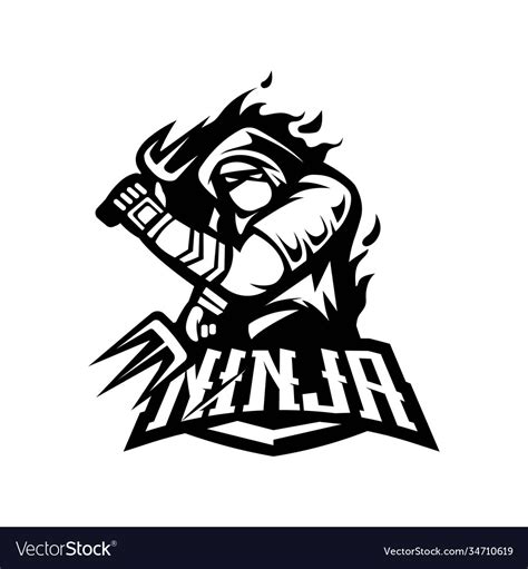 Ninja logo white and black version Royalty Free Vector Image