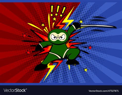 Cartoon ninja fighter versus Royalty Free Vector Image