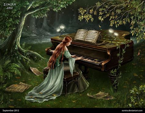 1920x1080px, 1080P free download | Forest Piano, forest, fantasy, lady, piano, HD wallpaper | Peakpx