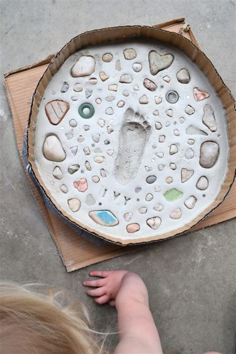 DIY Stepping Stones: Kids Footprint Keepsakes- With DIY Cement Molds! - Girl stepping stone ...