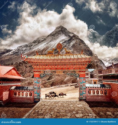 Buddhist Monastery in Himalayas Mountain. Tengboche, Nepal Stock Image - Image of nepal ...