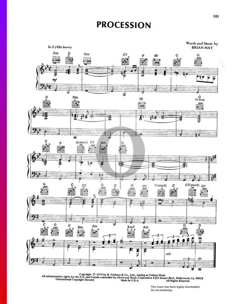 Procession (Queen) Piano Sheet Music - OKTAV