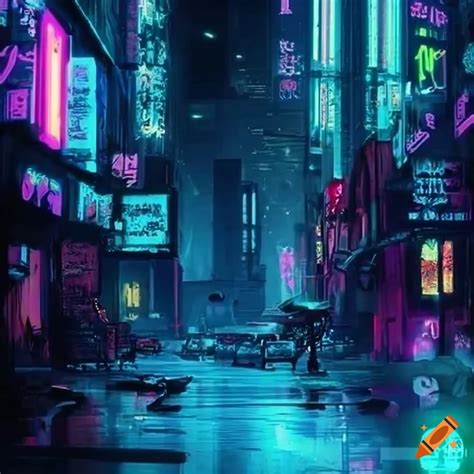 Neon cyberpunk dystopia on Craiyon