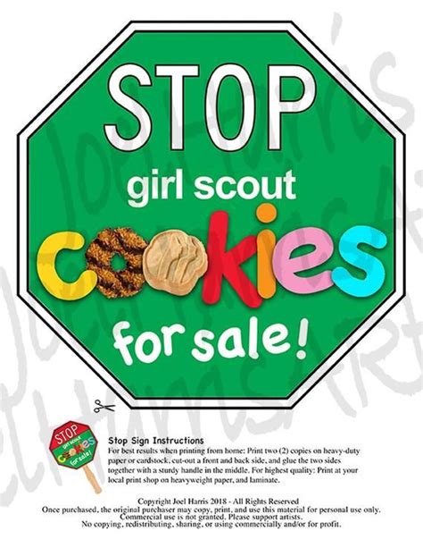 Girl Scout Cookies STOP Sign Cookie Booth Printable JUMBO GREEN 20x30 ...