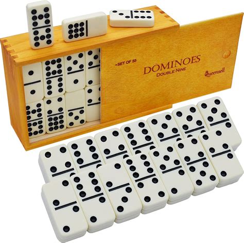 Buy Queensell Dominoes Set for Adults - Double Nine Dominoes Set for ...