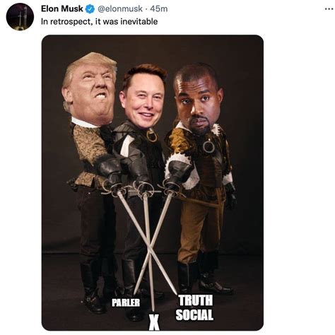 Elon Musk Deletes Three Musketeer Meme With Kanye And Trump