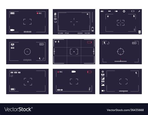 Interface viewfinder digital photo video camera Vector Image