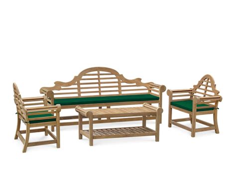 Lutyens-Style Teak 2.25m Bench, Chairs & Coffee Table Set by Jati