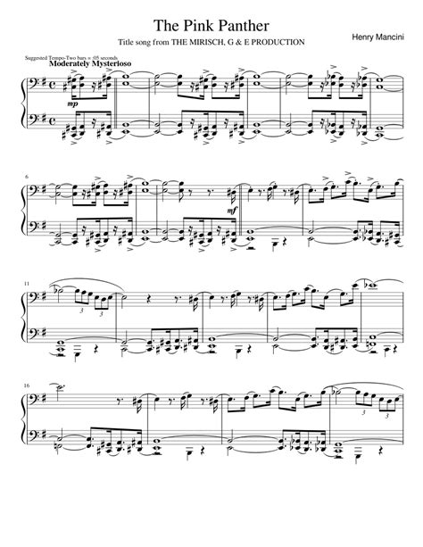 The Pink Panther sheet music for Piano download free in PDF or MIDI