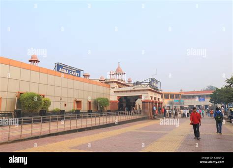 People travel at Agra Cantt railway station in Agra India Stock Photo ...