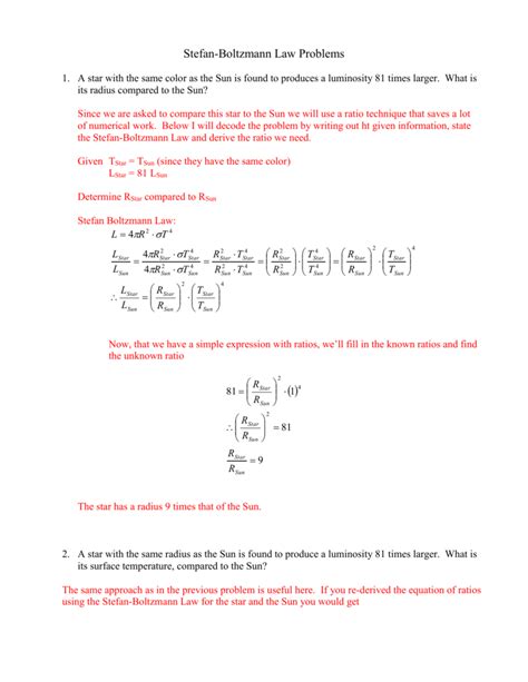 Stefan-Boltzmann Law Problems